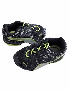 Puma Kid’s Athletic Sneakers locell 1.0 Baby Boy Size 5 Black and Neon Green